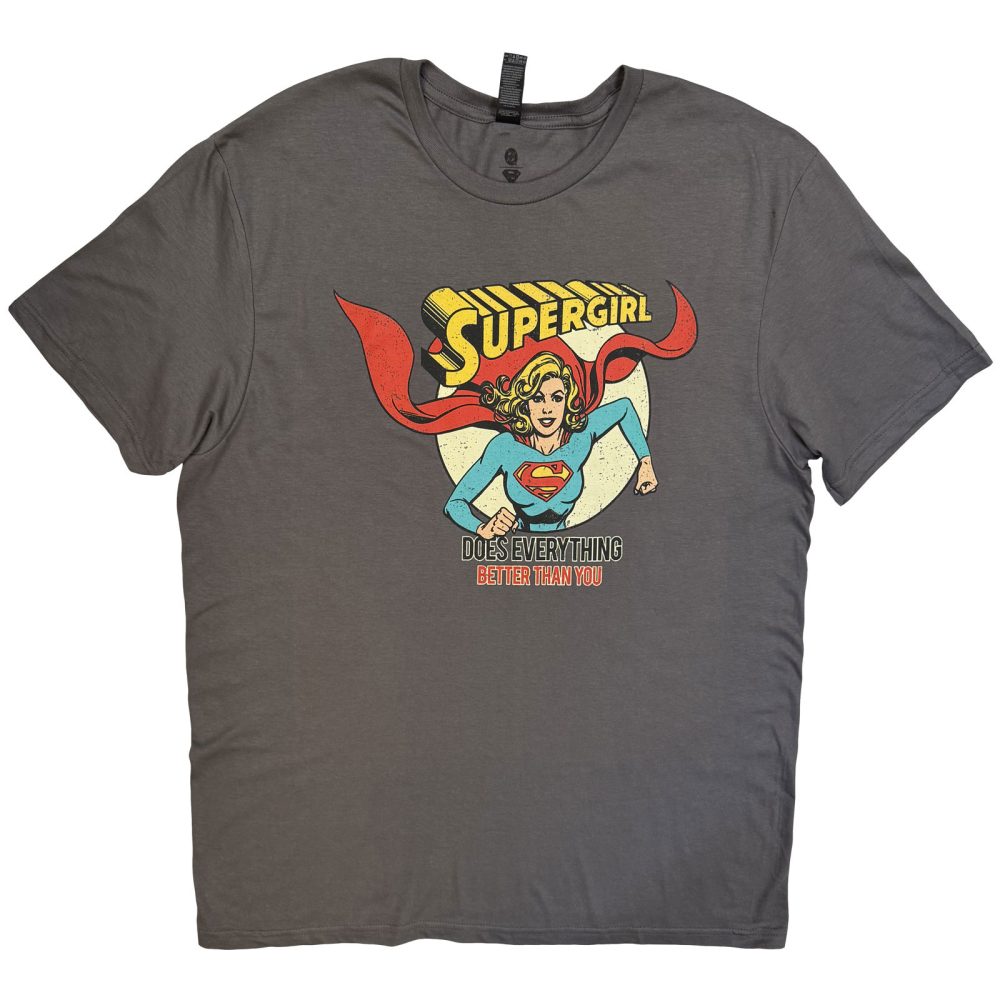 DC Comics Supergirl - Does Everything Heren Tshirt - Grijs